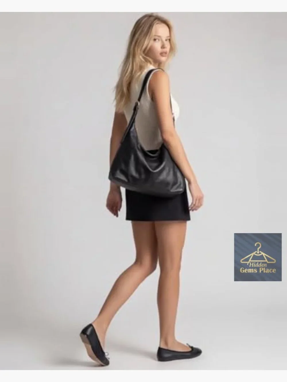 Slouchy Hobo Bag - Soft Vegan Leather Crossbody Shoulder Purse